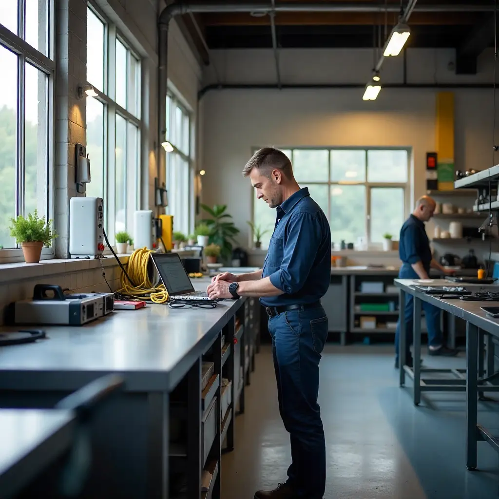 Professional repair workshop with modern equipment